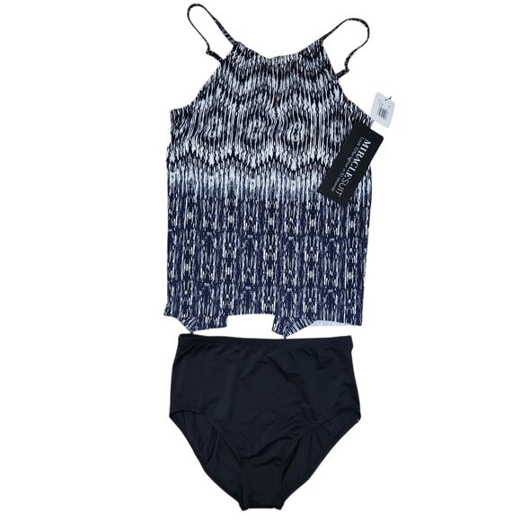Miraclesuit Two Piece Swimsuit 14‎ Beach Vacation Resortwear Coastal Poolside - Picture 1 of 8